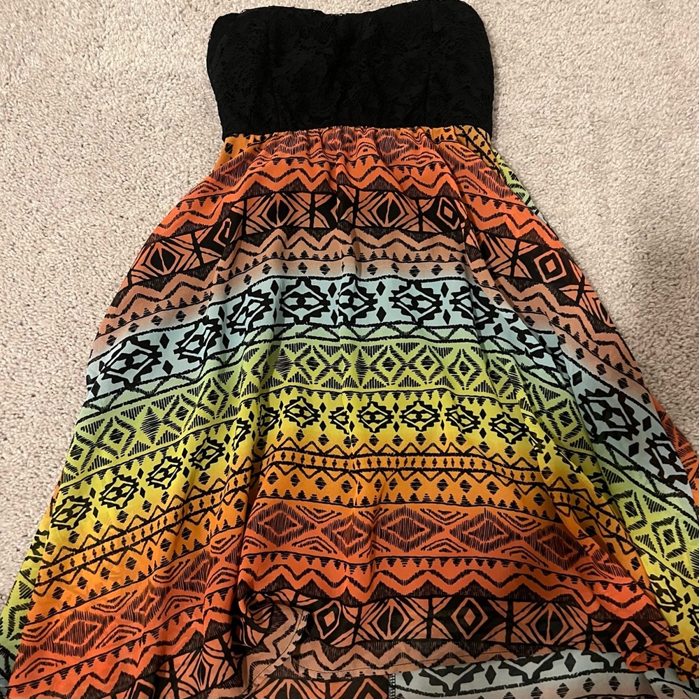 Colorful Strapless Mini Dress